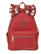 Disney Parks Loungefly Minnie Mouse Sequin Bow Mini Backpack NEW