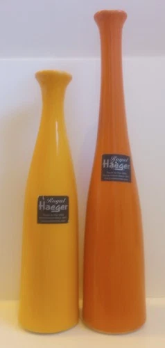 Royal Haeger USA Pottery  Bottle Vases 13" & 10.5" Original Stickers