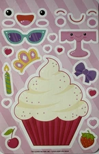 LARGE MAKE-A-CUPCAKE Stickers(25pc)Sunglasses•Candle•Faces•Birthday•Card Making•