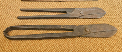2 antike Blechschere Blechschere ~ 12'' & 14'' Schmiedewerkzeuge ~ um 1890-1920