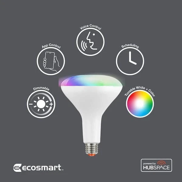 Eco Smart 90-Watt Equivalent Smart BR40 Color Changing CEC LED Light Bulb... - Image 2 of 4