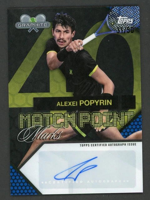 2020 Topps Graphite Alexei Popyrin Match Point Marks Blue Refractor Autogramm #/50