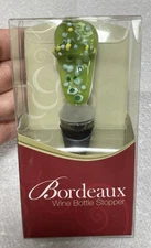 BORDEAUX WINE BOTTLE STOPPER HAND CRAFTED ART GLASS “FLIP FLOP”