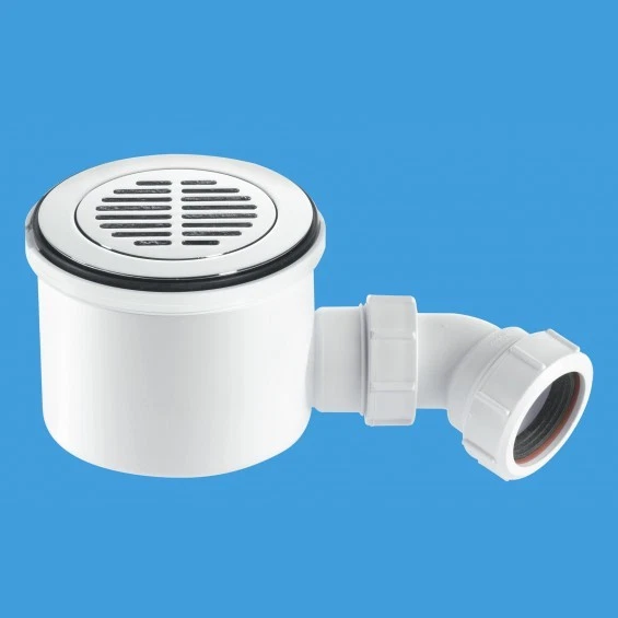 McALPINE 90mm CHROME BRASS GRID HIGH FAST FLOW SHOWER WASTE TRAP ST90CPB-S-HP2