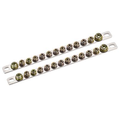 13 Positions Single Row Ground Wire Straight Terminal Block Connector Bar 2 Pcs