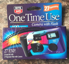 Rite Aid One Time Use Camera w/Flash 27 Exposures New in Package 35 mm ISO 400