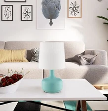 OK Lighting OK-819GR 17.25" H Cheru Touch Table Lamp, Matte Teal