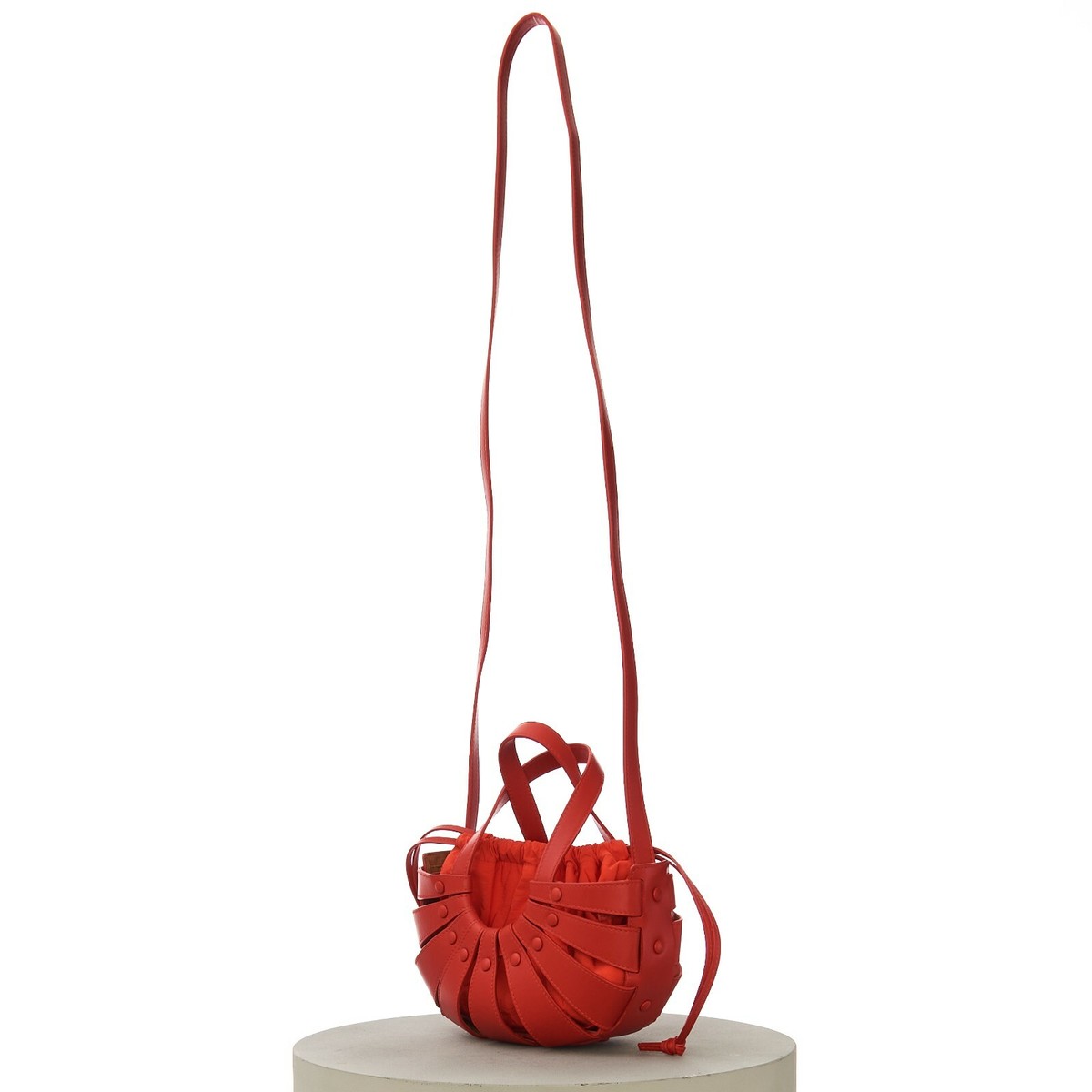 トートバッグ BOTTEGA VENETA SS21 THE SHELL BAG (651577_VMAUH1520) Bottega Veneta Shell Shoulder Bag Chili Leather/Polyamide