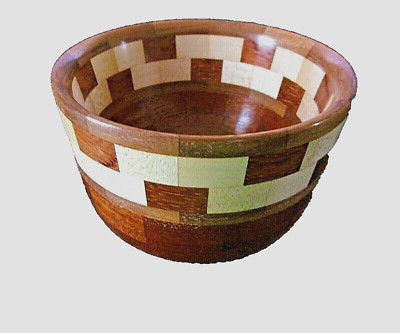 Beautiful Hand Turned/Crafted Segmented 4.5'' Wood Bowl Signed R. Alexandre