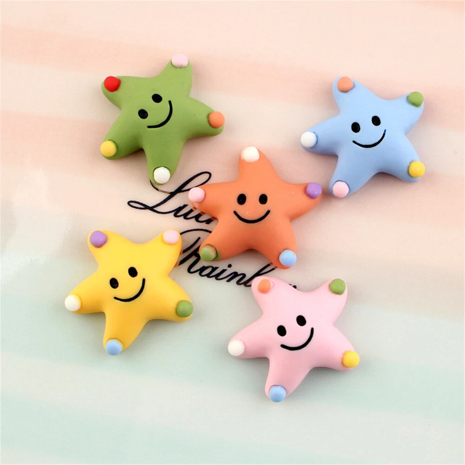 10 pcs Bulk Cartoon Sea Stars Resin Embellishments Flat Back Starfish 26*22mm - Image 4 of 4