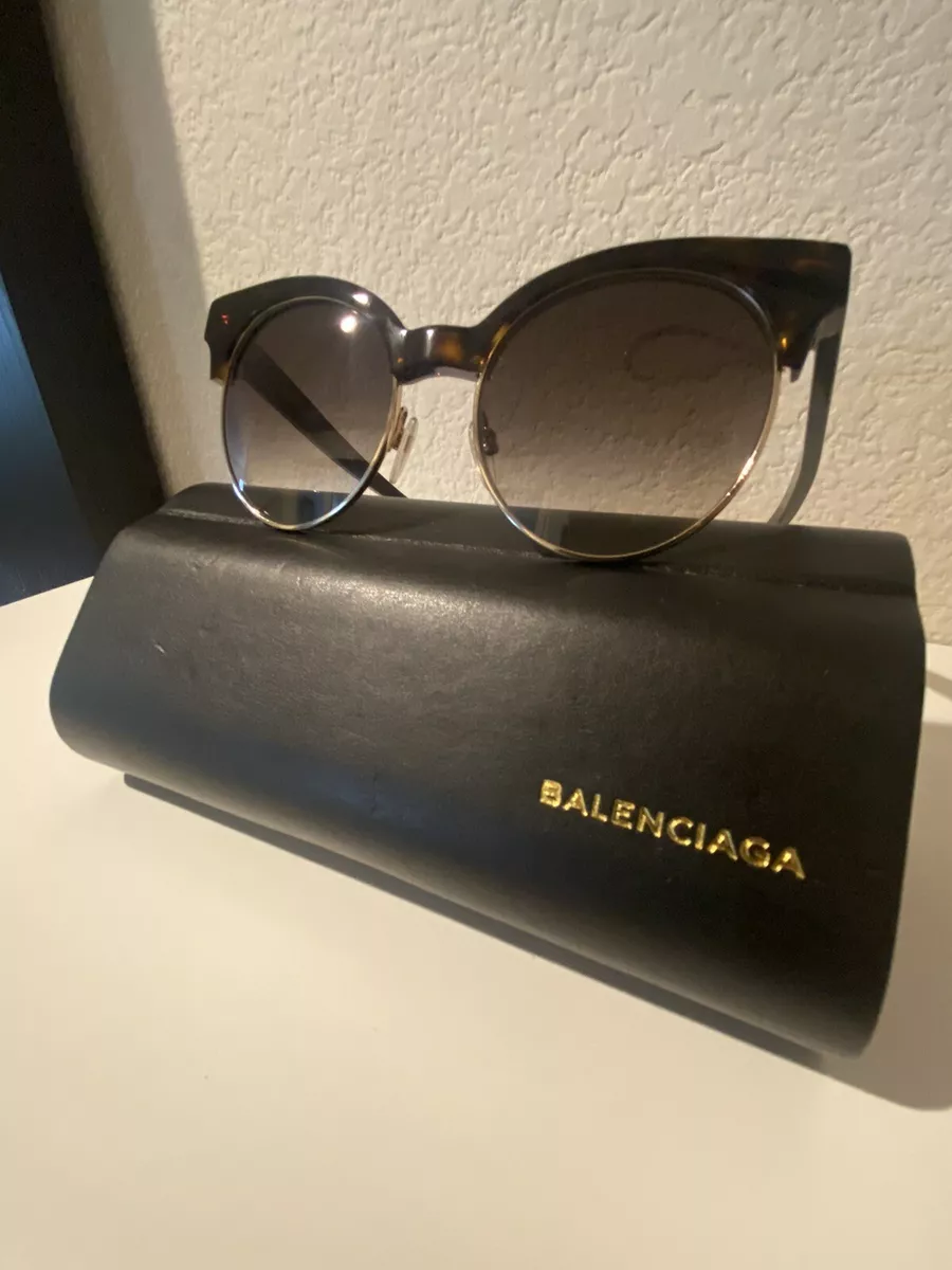 Balenciaga BA 128 56B Brown Tortoise Shell Sunglasses 51-19-140 3 ROUND Cat  Eye