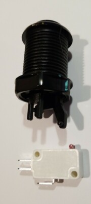 Black Suzo Happ arcade button w/ e-switch 50g force microswitch .250 connector