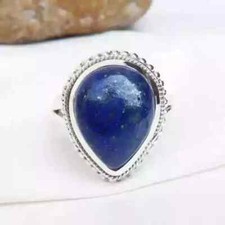 Lapis Lazuli Gemstone 925 Silver Handmade Statement Woman Ring All Size R272