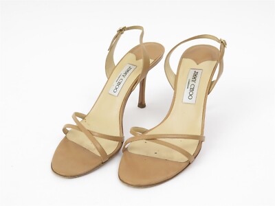 Jimmy Choo London Tan Beige Strappy Leather Heels Vero Cuoio