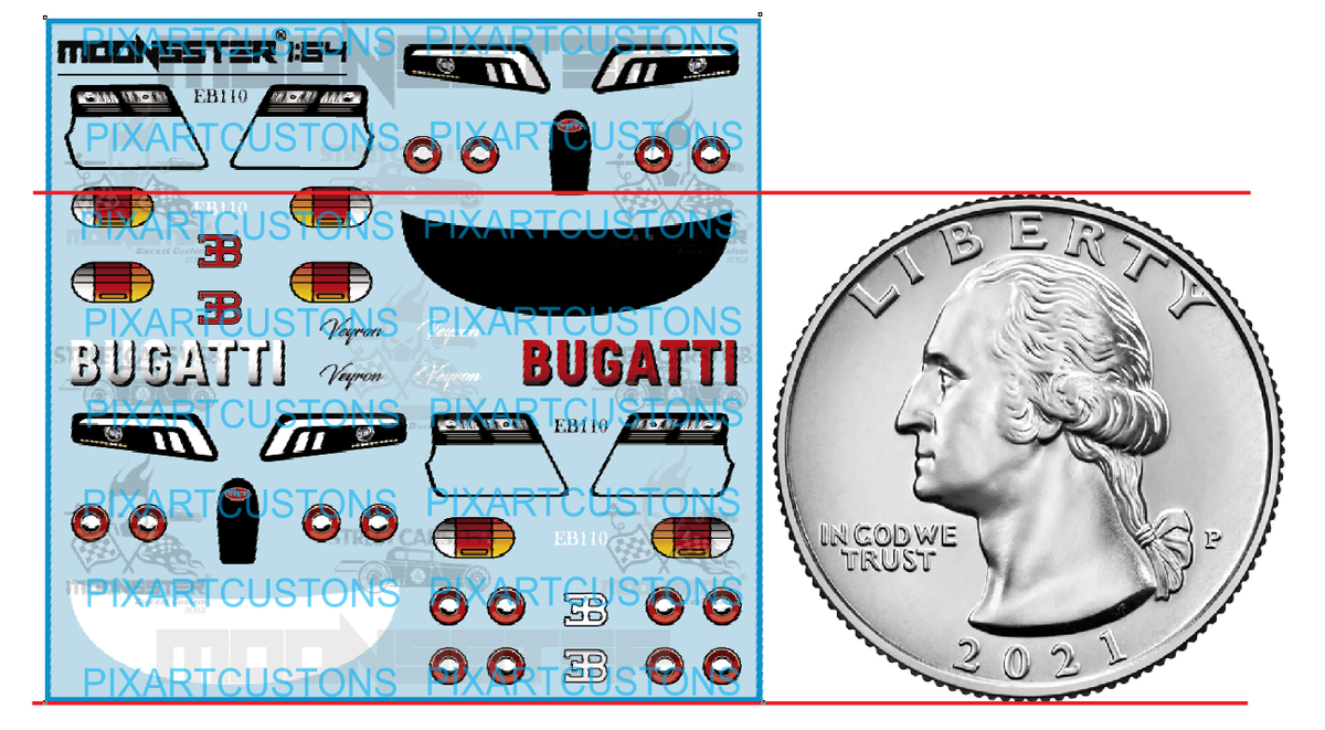Bugatti Veyron EB110 White Toner Water Slide Decal Set 1/64 For