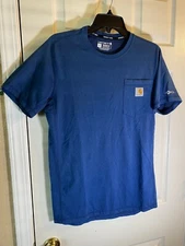 Carhartt Force Mens Small Pocket Relaxed Blue Adult Short Sleeve Work T-Shirt
