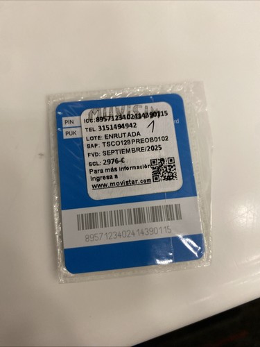 Movistar 4G LTE Colombia Travel Sim Card Chip Pre Paid Prepago Exp Sept 2025 - Picture 2 of 2