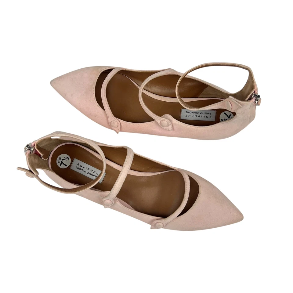 Equipment x Tabitha Simmons Lynette Flats Size 38 7.5 Baby Pink Suede Pointy Toe - Image 3 of 4