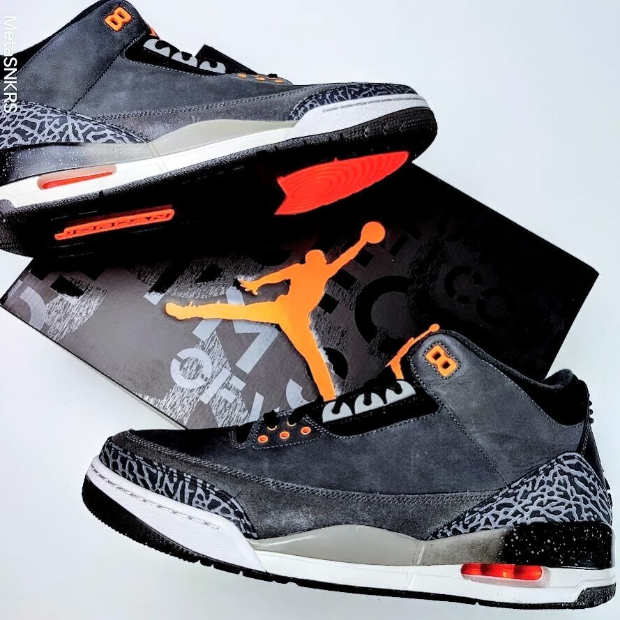 Air Jordan 3 US 13 Men's Black White Gray Orange Nike Retro Fear  CT8532 080 New thumbnail 2