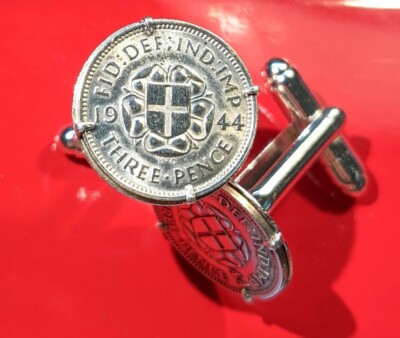 Vintage 1937-1944 British St. George Shield on Tudor Rose Silver Coin Cufflinks!
