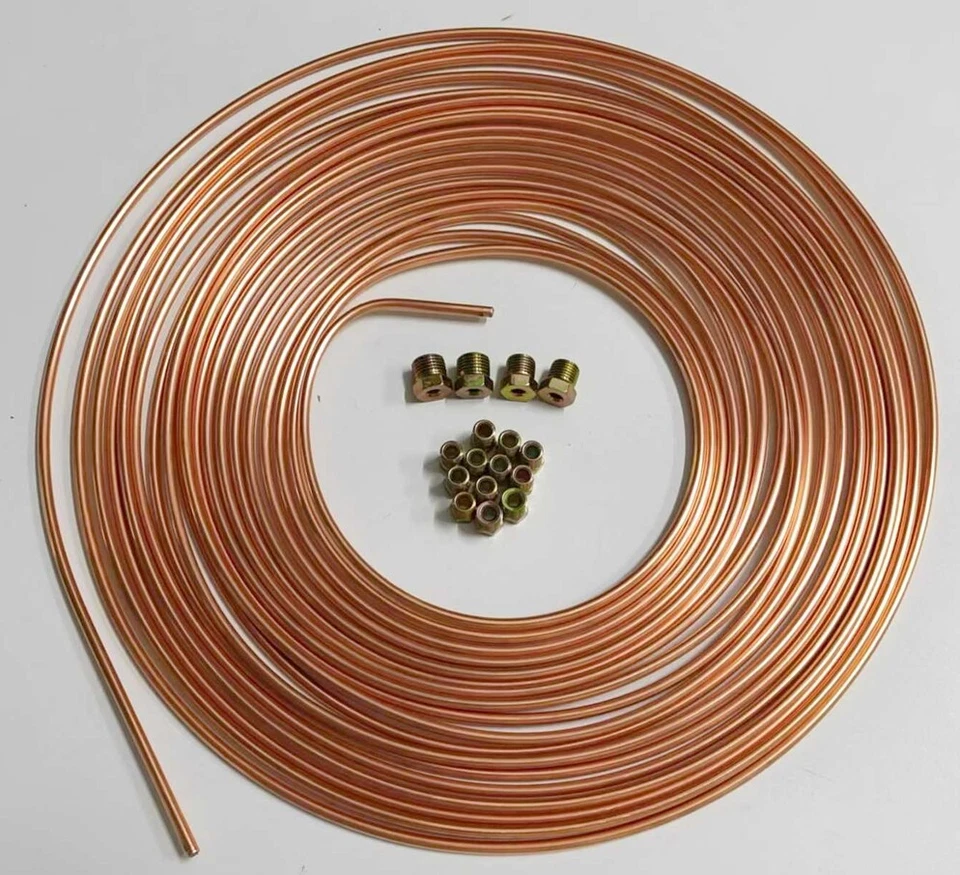 Комплект трубок тормозной магистрали железных медных 3/16 дюйма наружный диаметр рулон катушки 50 футов + фитинги 16 шт. 1 шт. - Изображение 4 из 4