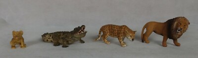Schleich Wildtiere 4 Stück Löwe Löwenbaby Leopard Krokodil gebraucht