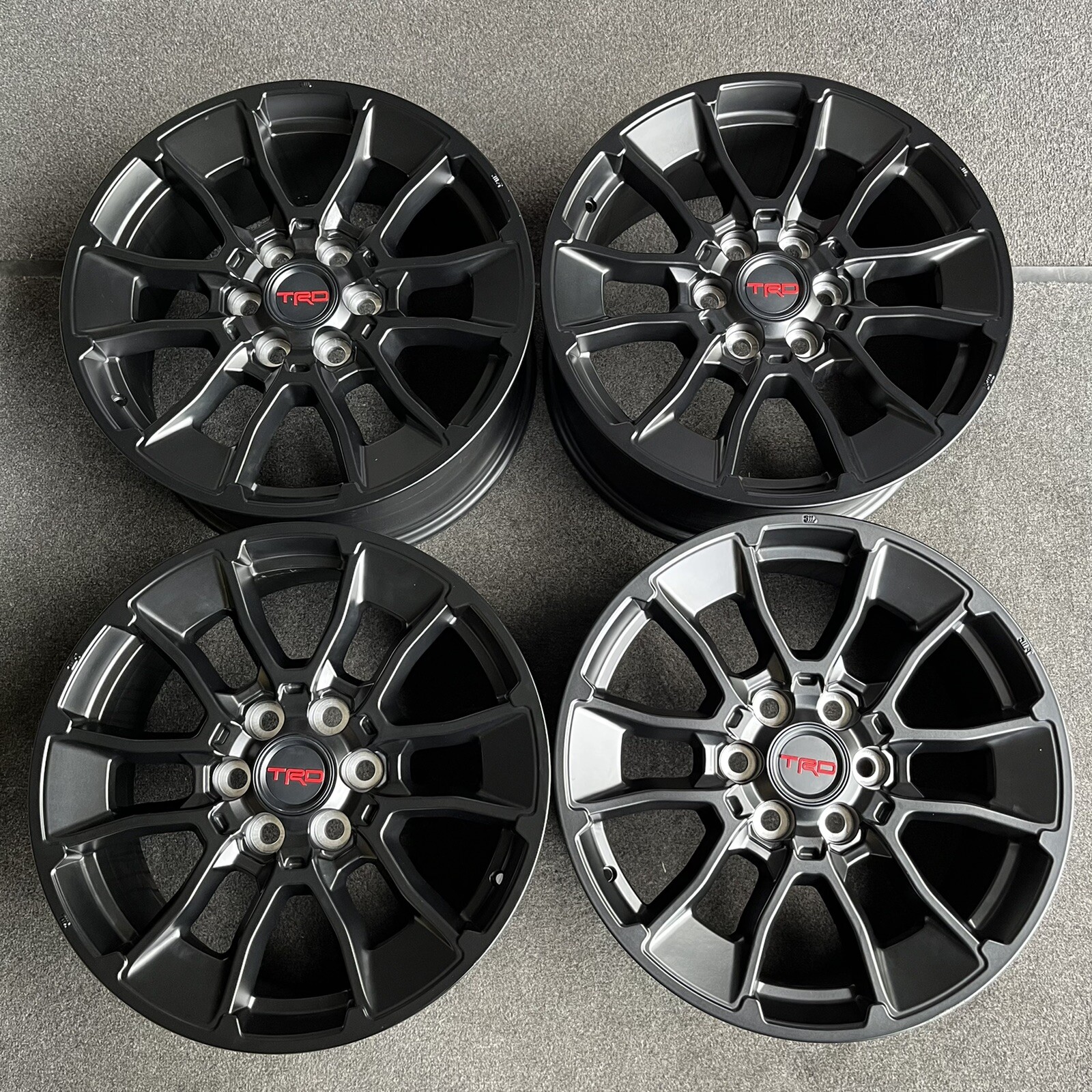SET (4) 20 INCH WHEELS TOYOTA TUNDRA TRD 2022 GENUINE OEM MATTE BLACK