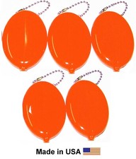 Orange Oval Squeeze Coin Purses 5 Units Key Holder - Coin Holder Made in USA