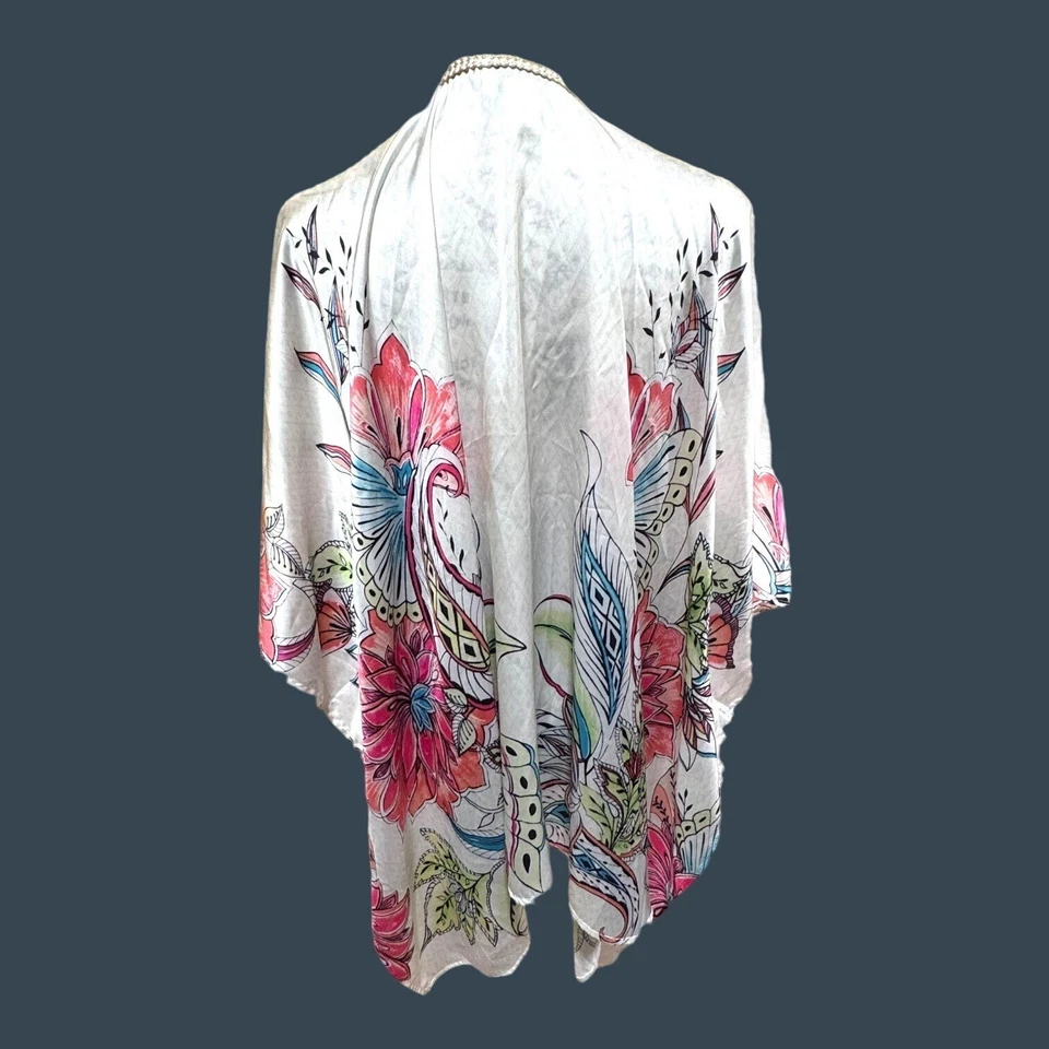 Peck & Peck Womens Floral Kimono Jacket Cover-Up S M Small Medium Paisley - Image 2 of 4