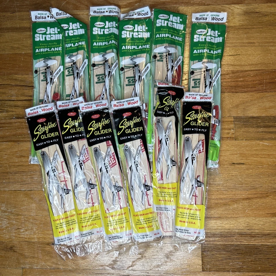 Lot 12 -6 Guillow’s Jet Stream & 6 Starfire Glider Rubber Band Airplane Toy - Image 2 of 4