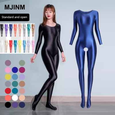 Women Sexy Shiny Jumpsuits Bodysuit One-piece Leotard Catsuit Zentai Plus Size