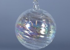 MARK ROBERTS CLEAR IREDESCENT SWIRL LARGE Ball Shape Glass Ornament 6"