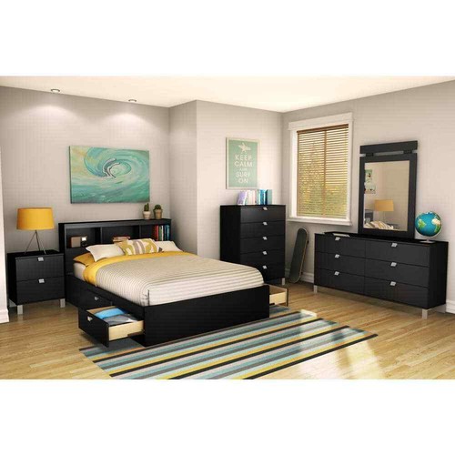 Spark Full-Size Bookcase Headboard in Pure Black - Picture 7 of 7