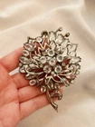 Vintage Signed Eisenberg Sterling Silver Large Brooch 1940s