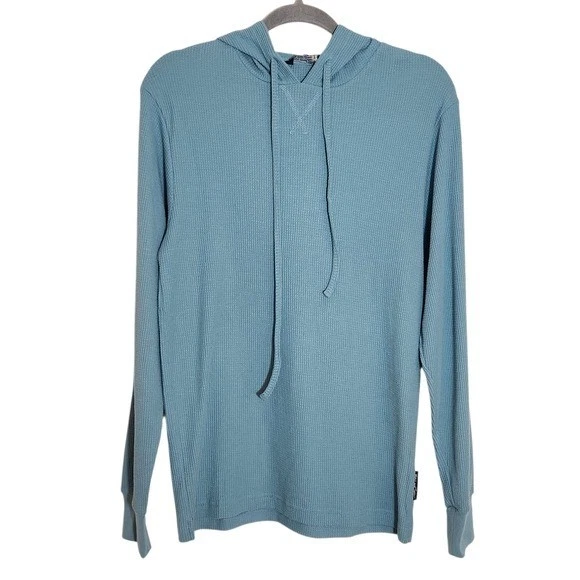 Maui and Sons Blue Thermal Knit Hoodie Size Large NWT