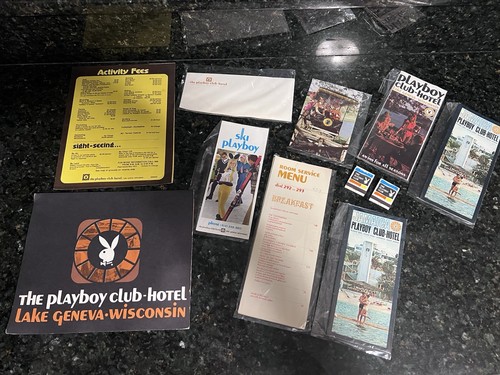 Vtg 1960s PLAYBOY Bunny CLUB Lake Geneva Room Service Menu Sexy Lot Sign Golf