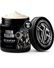 Titan Tallow Beef Tallow Balm 4 oz Magnesium Vitamins Hydration Face Body USA