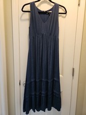 Ann Taylor Loft Blue V Neck Sleeveless Dress Size 0 Below Knee Empire Waist