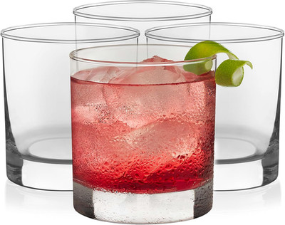Heavy Base Rocks Cocktail Glasses Set, Clear Whiskey Glasses Set of 4 with Weigh