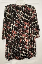 Collective Concepts Women’s Medium Printed Mini  Shift Dress Tunic Black Pink