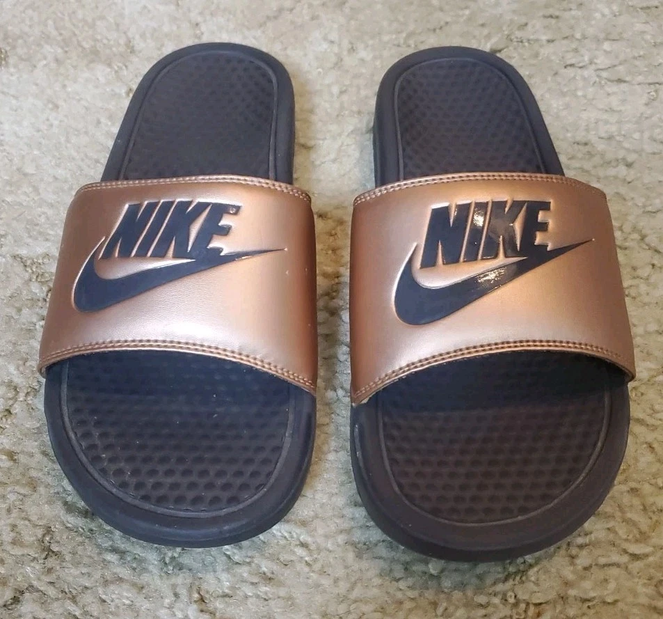 Sandali donna Nike rosa rosa e marrone slide slip on Benassi taglia 10