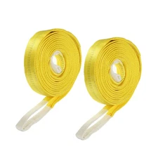 2 Pcs Lifting Slings Straps Polyester 19ft Flat Lifting Belts(6613lbs) Yellow
