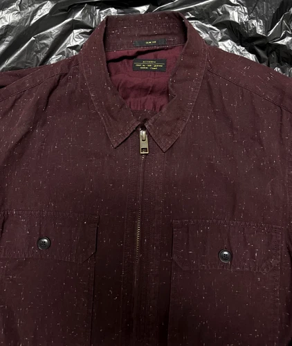 *AllSaints Mens Burgundy Cassady Full-Zip Long Sleeve Shirt Jacket M MEDIUM* image 5