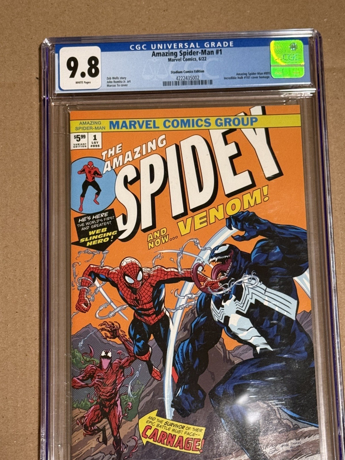 Amazing Spider-Man #1 (2022) variante de cómics de Marcus To Stadium - CGC 9,8