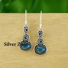 Labradorite Gemstone 925 sterling silver handmade Dangle Drop Earrings 1.50"