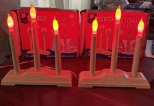 VTG  Ever Lite Christmas Window 3 Candle Candolier Candelabra  With Flame Bulbs