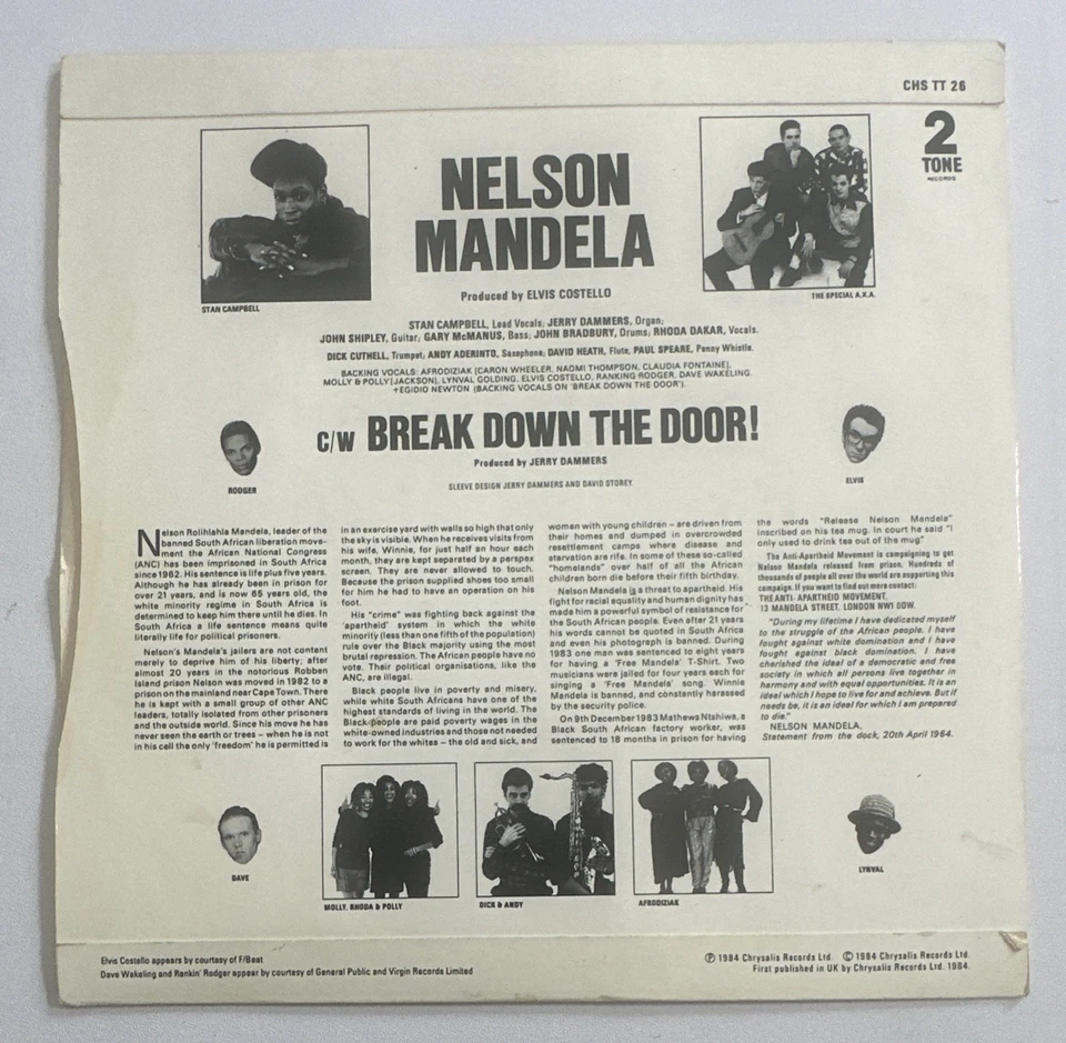 The Special AKA - Nelson Mandela - 7" Vinyl Record Ska 2 Tone EX /EX Foto 3 de 4