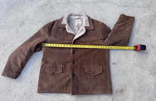 Schott Bros. Rancher Brown Suede Western Jacket Wool Fur Lined  Size 48 image 4