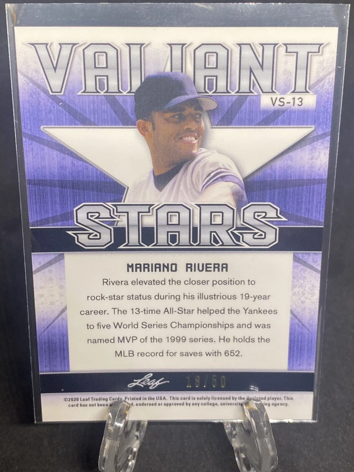 MARIANO RIVERA 2020 LEAF VALIANT STARS ORANGE #19/50 - Image 2 of 2