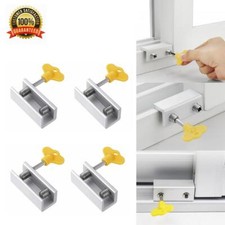 Pack of 4pc Adjustable Sliding Window Door Double Bolt Security Lock Stopper